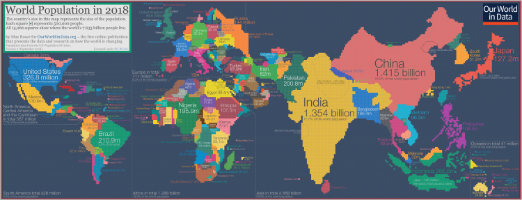 Population cartogram world 1
