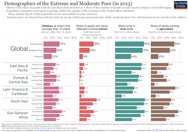 Demographics of the extreme and moderate poor in 2013